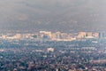 Aerial view of downtown San Jose on a sunny afternoon; Silicon Valley, south San Francisco bay area, California; pollution and Royalty Free Stock Photo