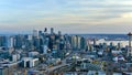 Downtown Seattle, Washington at sunset in March Royalty Free Stock Photo