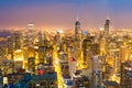 Aerial view of downtown towers at the night Royalty Free Stock Photo