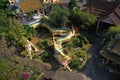 Aerial view Dragon Tunnels Sculpture at Chinese Temple in Chiangmai, Thailand.