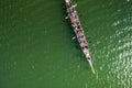 Aerial view of dragonboat with athletes during competition Royalty Free Stock Photo