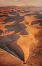 Aerial view of the dramatic Namib Desert landscape at sunset. Royalty Free Stock Photo