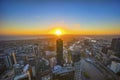 Aerial view of dramatic sunset at Melbourne city Royalty Free Stock Photo