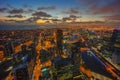 Aerial view of dramatic sunset at Melbourne city Royalty Free Stock Photo