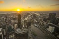 Aerial view of dramatic sunset at Melbourne city skyline Royalty Free Stock Photo