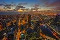 Aerial view of dramatic sunset at Melbourne city skyline Royalty Free Stock Photo