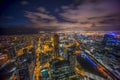 Aerial view of dramatic sunset at Melbourne city skyline Royalty Free Stock Photo