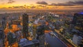 Aerial view of dramatic sunset at Melbourne city skyline Royalty Free Stock Photo