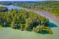 Aerial view of Drava and Mura rivers mouth, Podravina region Royalty Free Stock Photo