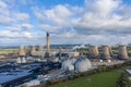 Aerial view of Drax Power Station Biomass fuel storage tanks Royalty Free Stock Photo