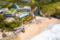 Aerial view of Dreamland Beach in Pecatu on the Bukit Peninsula on the island of Bali, Indonesia