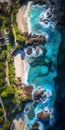 Aerial View Of Dreamlike Beach: Photorealistic Garden Photography Wallpaper