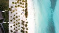 Aerial view on the dreamy beach with white sand and transparent blueish water Royalty Free Stock Photo