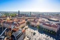 Aerial view of Dresden New Town Hall, Kreuzkirche Church and Neumarkt - Dresden, Saxony, Germany Royalty Free Stock Photo