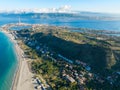 Aerial view with the drone of the area of the Strait of Messina where the Strait Bridge will be built