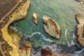 Aerial view from drone, beautiful beach landscape on California coast, Shark Fin Bay, Pacific highway number one, ocean Royalty Free Stock Photo