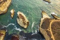 Aerial view from drone, beautiful beach landscape on California coast, Shark Fin Bay, Pacific highway number one, ocean Royalty Free Stock Photo