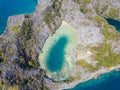 Aerial view from a drone of beautiful Comb island