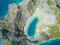 Aerial view from a drone of beautiful Comb island