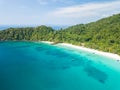 Aerial view from a drone of beautiful Nyaung Oo Phee island on s