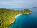 Aerial view from a drone of beautiful Nyaung Oo Phee island on s
