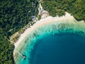 Aerial view from a drone of beautiful Nyaung Oo Phee island on s Royalty Free Stock Photo