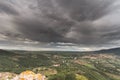 Aerial view with drone of the castle torre dei doria chiaramonti santa maria goghinas in sardinia