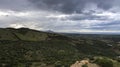 Aerial view with drone of the castle torre dei doria chiaramonti santa maria goghinas in sardinia