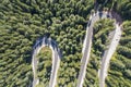 Aerial view from drone of curves of mountain road. Royalty Free Stock Photo