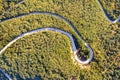 Aerial view from drone of curves of mountain road. Royalty Free Stock Photo