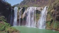 Aerial view drone flight above Jiulong waterfall in Luoping, Yunnan, China