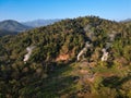 Aerial view of drone flying above Fang Hot Spring Royalty Free Stock Photo