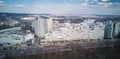 Aerial view of drone flying over city