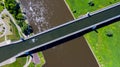 Aerial view from the drone of Magdeburg Water Bridge, Germany
