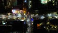 Aerial view from a drone at a night intersection Royalty Free Stock Photo