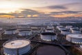 Aerial view drone of oil storage tank with oil refinery factory industrial. Oil refinery Royalty Free Stock Photo