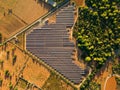 Aerial view from drone of photovoltaic solar panels farm, Malorca, Spain Royalty Free Stock Photo