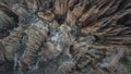 Aerial view of a drone, with rare geological phenomenon, cliffs of clayey clay with erosion, strange forms, locally called