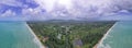 Aerial view drone shot of beautiful nature landscape forest and tropical sea panorama amazing view