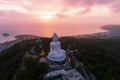 Aerial View drone shot of Big Buddha Statue on the high mountain Royalty Free Stock Photo