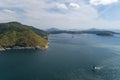 Aerial view drone shot of Laem krating viewpoint new landmark in Phuket Thailand,near promthep cape,beautiful scenery andaman sea Royalty Free Stock Photo