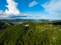 Aerial view drone shot of Mountains Forest trees nature environment background Royalty Free Stock Photo