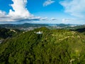 Aerial view drone shot of Mountains Forest trees nature environment background Royalty Free Stock Photo