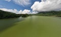 Aerial view drone shot of panorama abundant rainforest landscape nature mountains view in phuket thailand