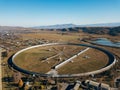 Aerial view from drone to big radio telescope RATAN-600 SAO RAS. Zelenchukskaya, Karachay-Cherkessia, Russia Royalty Free Stock Photo