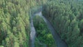 Aerial view from drone to mountain Sema river