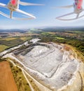 Aerial view from drone to opencast mine. Royalty Free Stock Photo