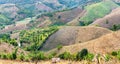 Aerial view of drought mountains with agriculture areas Royalty Free Stock Photo