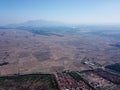 Aerial view dry paddy field Royalty Free Stock Photo