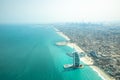 Aerial view of Dubai coast line on a beautiful sunny day. Royalty Free Stock Photo